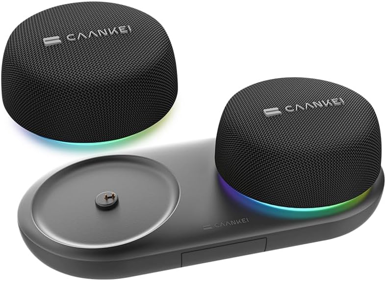 Caankei Magnetic Mini Bluetooth Speaker 5.3 – Wireless Portable Speaker with HiFi Stereo Sound, TWS Dual Pairing, Loud Bass, Compact Design for Travel, Outdoor & Home Use