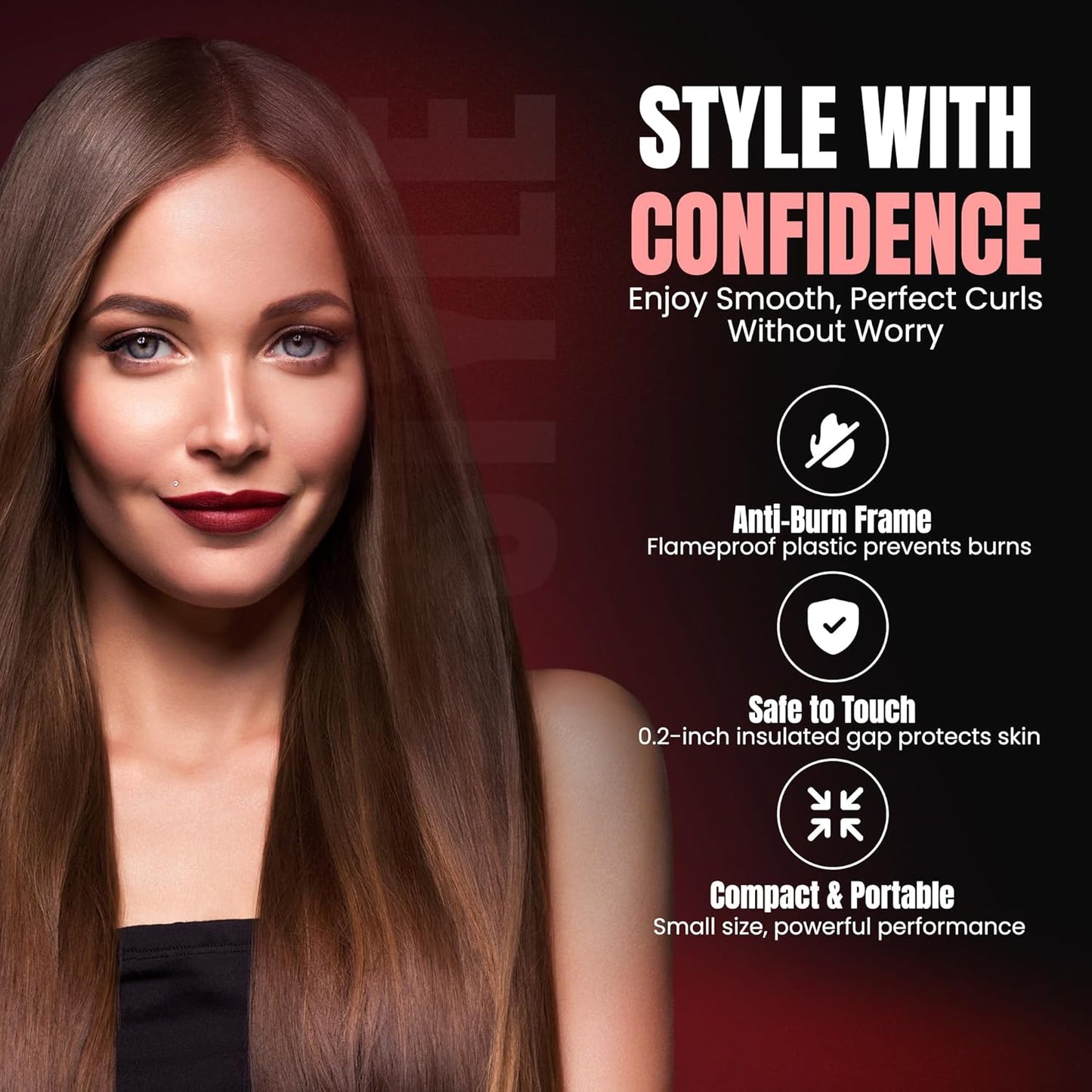 Corded Hair Straightener/Curler Brush with Built-in Comb – Fast Heating, 5 Temp Settings, Anti-Scald Ionic Styling Tool for Frizz-Free Smooth Hair – Salon-Quality Hair Straightening and curling Brush for Women – AU Plug