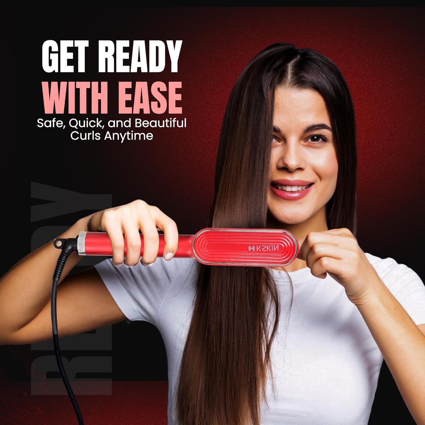Corded Hair Straightener/Curler Brush with Built-in Comb – Fast Heating, 5 Temp Settings, Anti-Scald Ionic Styling Tool for Frizz-Free Smooth Hair – Salon-Quality Hair Straightening and curling Brush for Women – AU Plug
