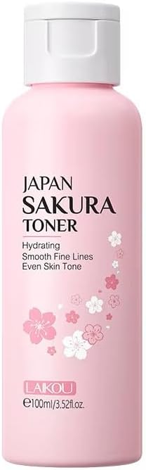 LAIKOU Sakura Facial Toner 100ml with Niacinamide & Hyaluronic Acid – Hydrating Toner for Uneven Looking Skin – Refreshing Face & Neck Toner for Radiant Glow