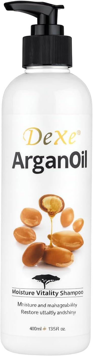 Dexe Argan Oil Shampoo 400 ml – Moisturising & Smoothing Hair Cleanser with Moroccan Argan, Vitamin E & Nutrients, For Dry, Damaged or Colour-treated Hairl