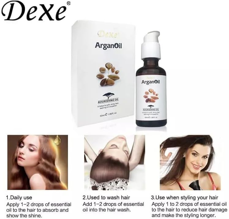 100% Pure Argan Oil 50 ml –For Hair, Skin, Face, Nails & Scalp – Lightweight, Fast Absorbing Nourishing Oil, Frizz Control & Shine Enhancer