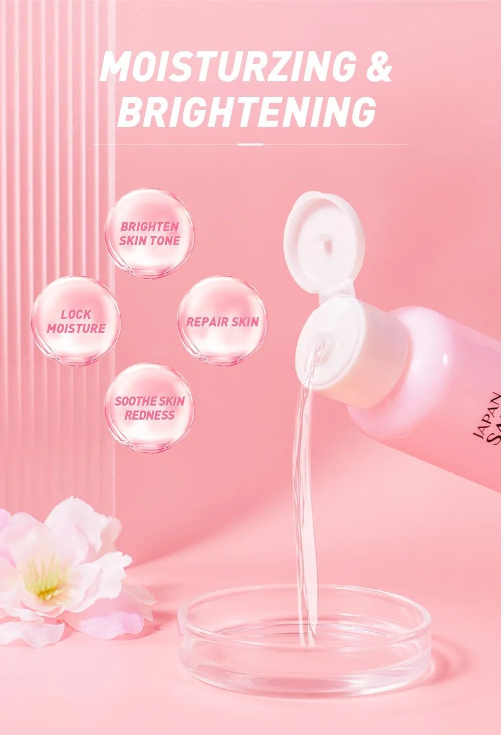 LAIKOU Sakura Facial Toner 100ml with Niacinamide & Hyaluronic Acid – Hydrating Toner for Uneven Looking Skin – Refreshing Face & Neck Toner for Radiant Glow