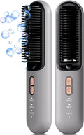 Cordless Hair Straightener Brush – Portable 2-in-1 Ionic Straightening Comb for Women, Travel Size, USB-C Rechargeable, Anti-Frizz & Anti-Scald Design