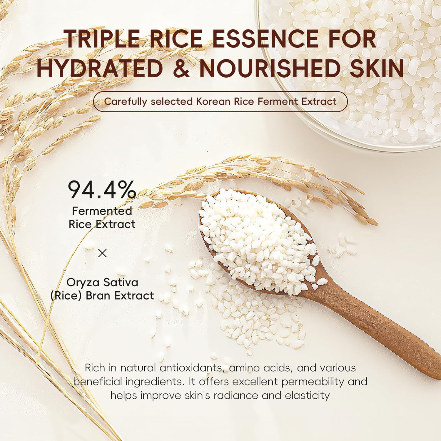 LAIKOU Rice Radiance Facial Skin Care Products Set - 94.4% Fermented Rice Extract, Additive - Free, Beauty & Skincare Gift for All Skin Types